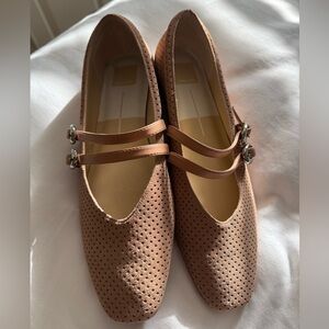 Dolce Vita Perforated Double-Strap Mary Jane Flats — Light Brown